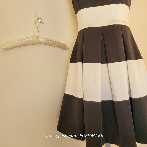 RALPH LAUREN formal tiered fully lined satiny stripe dress cocktail party dance - Picture 3 of 17